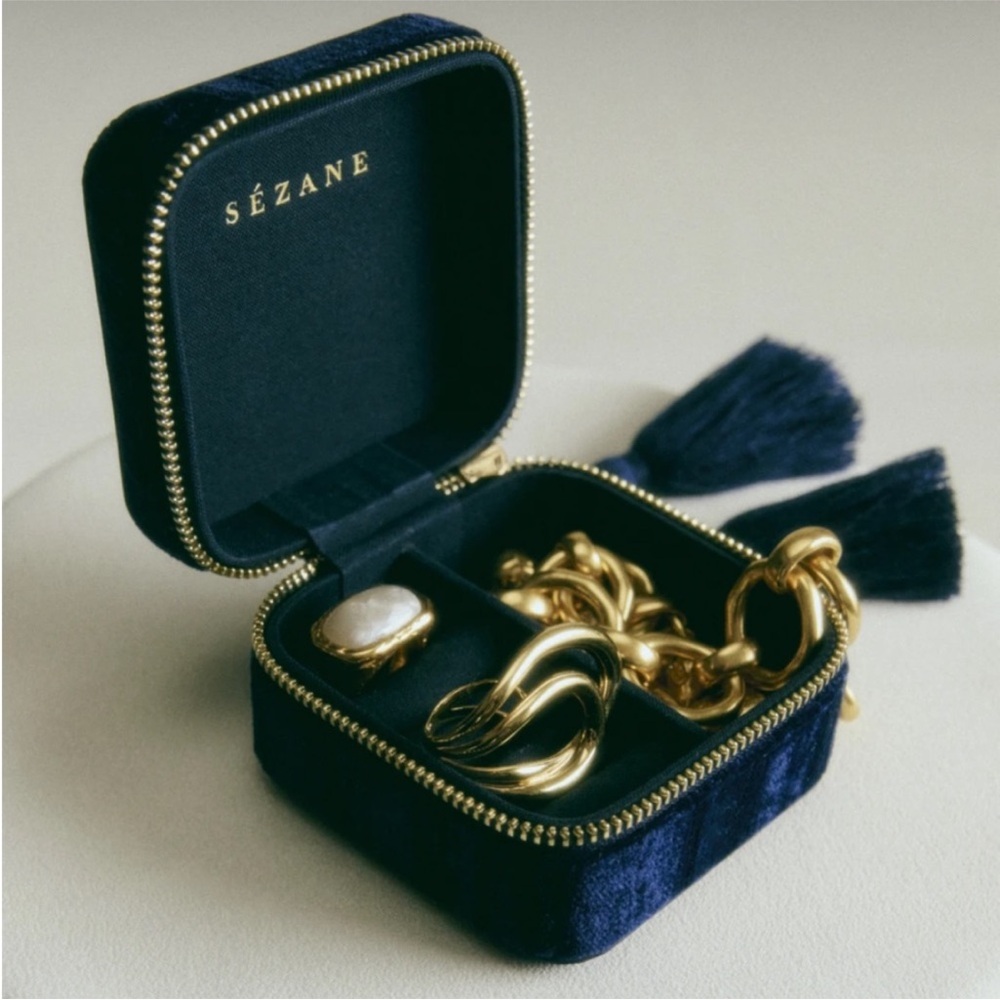 NWOT Sezane Embossed Velvet Jewelry Case